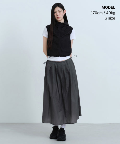 MUSINSA STANDARD WOMAN MUSINSA STANDARD WOMAN Women's Sheer Nylon Pleated Long Skirt [Gray]