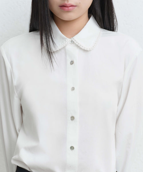 MUSINSA STANDARD WOMAN MUSINSA STANDARD WOMAN Lace Trim Shirt (Size)