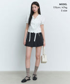 MUSINSA STANDARD WOMAN MUSINSA STANDARD WOMAN Women's Dot Puff Sleeve Tie Blouse (Ivory)