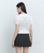 MUSINSA STANDARD WOMAN MUSINSA STANDARD WOMAN Women's Dot Puff Sleeve Tie Blouse (Ivory)