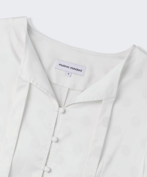 MUSINSA STANDARD WOMAN MUSINSA STANDARD WOMAN Women's Dot Puff Sleeve Tie Blouse (Ivory)