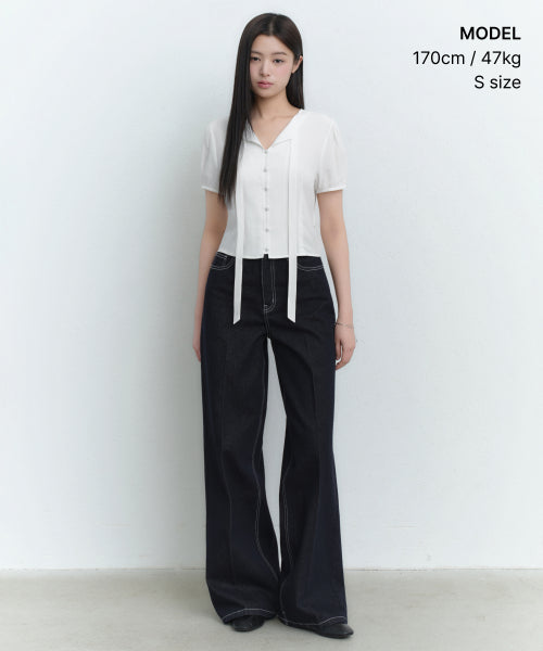 MUSINSA STANDARD WOMAN MUSINSA STANDARD WOMAN Women's puff sleeve tie blouse (white)
