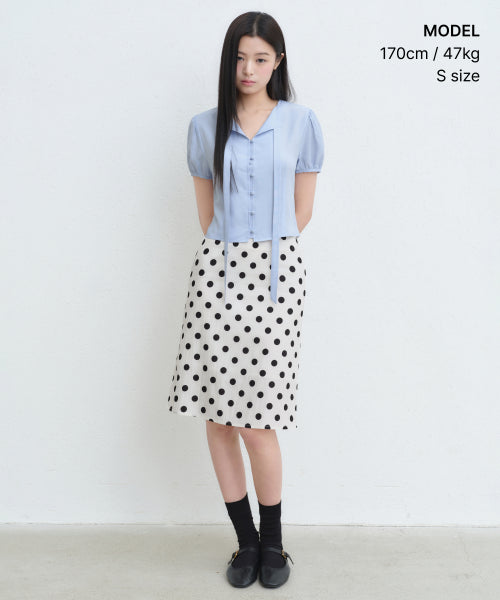 MUSINSA STANDARD WOMAN MUSINSA STANDARD WOMAN Women's Puff Sleeve Tie Blouse [Pale Blue]