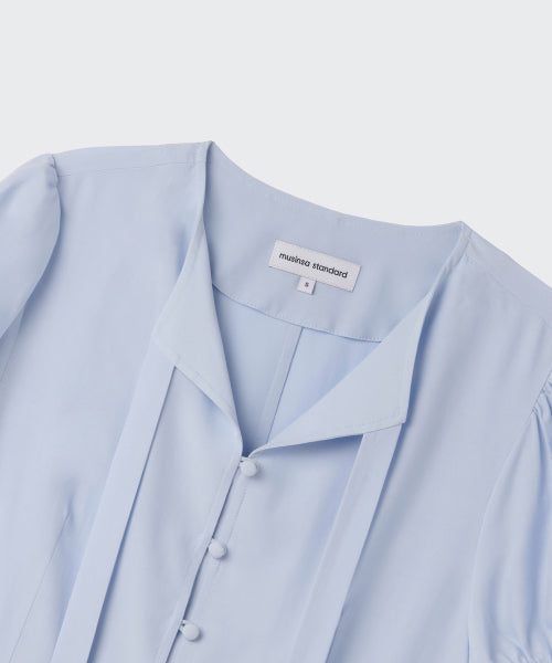 MUSINSA STANDARD WOMAN MUSINSA STANDARD WOMAN Women's Puff Sleeve Tie Blouse [Pale Blue]