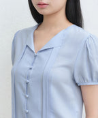 MUSINSA STANDARD WOMAN MUSINSA STANDARD WOMAN Women's Puff Sleeve Tie Blouse [Pale Blue]