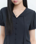 MUSINSA STANDARD WOMAN MUSINSA STANDARD WOMAN Women's puff sleeve tie blouse dark navy
