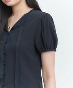 MUSINSA STANDARD WOMAN MUSINSA STANDARD WOMAN Women's puff sleeve tie blouse dark navy