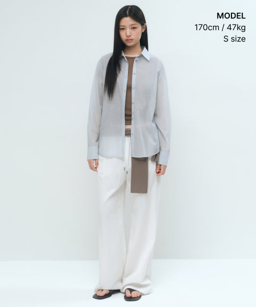 MUSINSA STANDARD WOMAN MUSINSA STANDARD WOMAN Relaxed Sheer Shirt Light Blue