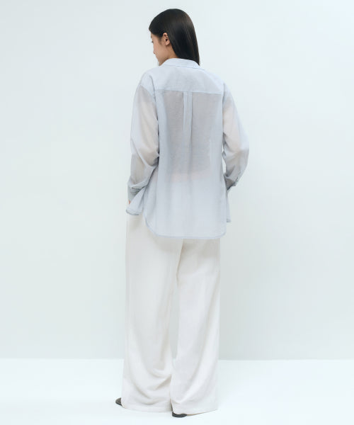 MUSINSA STANDARD WOMAN MUSINSA STANDARD WOMAN Relaxed Sheer Shirt Light Blue