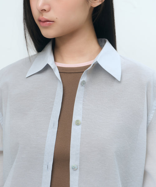 MUSINSA STANDARD WOMAN MUSINSA STANDARD WOMAN Relaxed Sheer Shirt Light Blue