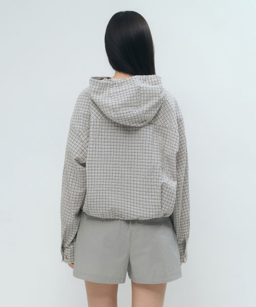MUSINSA STANDARD WOMAN MUSINSA STANDARD WOMAN Women's Check Hooded Shirt Jacket [Light Beige]