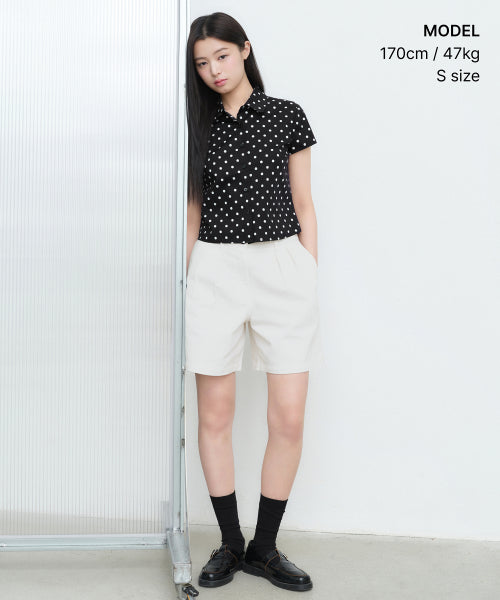 MUSINSA STANDARD WOMAN MUSINSA STANDARD WOMAN Women's Polka Dot Cap Sleeve Shirt (Black)