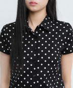MUSINSA STANDARD WOMAN MUSINSA STANDARD WOMAN Women's Polka Dot Cap Sleeve Shirt (Black)