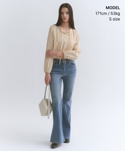 MUSINSA STANDARD WOMAN MUSINSA STANDARD WOMAN Women's Vertical Textured Cotton Pintuck Blouse [Butter]