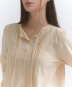 MUSINSA STANDARD WOMAN MUSINSA STANDARD WOMAN Women's Vertical Textured Cotton Pintuck Blouse [Butter]
