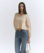 MUSINSA STANDARD WOMAN MUSINSA STANDARD WOMAN Women's Vertical Textured Cotton Pintuck Blouse [Butter]