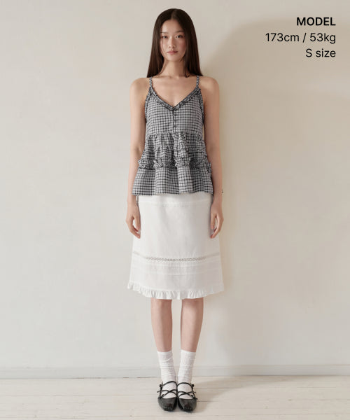 MUSINSA STANDARD WOMAN MUSINSA STANDARD WOMAN Women's Check Frill Sleeveless Top (Size)