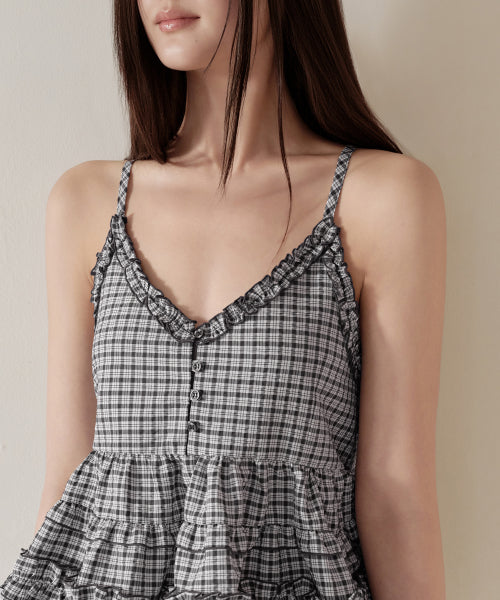 MUSINSA STANDARD WOMAN MUSINSA STANDARD WOMAN Women's Check Frill Sleeveless Top (Size)