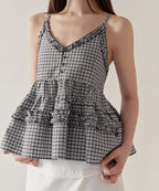 MUSINSA STANDARD WOMAN MUSINSA STANDARD WOMAN Women's Check Frill Sleeveless Top (Size)