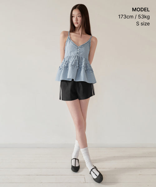 MUSINSA STANDARD WOMAN MUSINSA STANDARD WOMAN Women's Check Frill Sleeveless Top (Size)