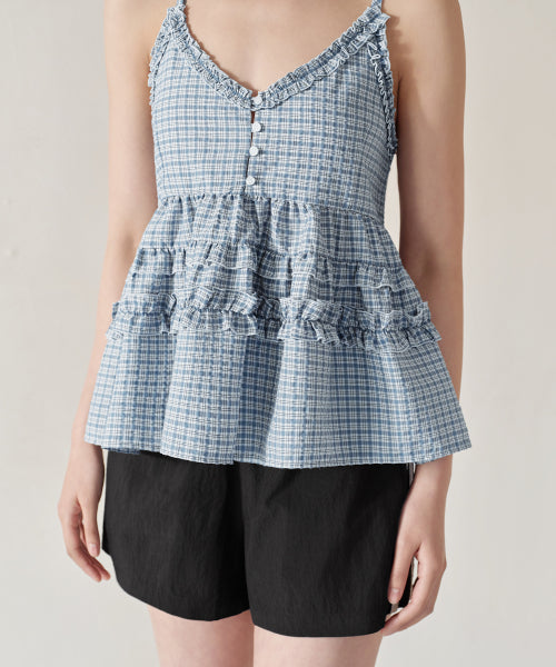 MUSINSA STANDARD WOMAN MUSINSA STANDARD WOMAN Women's Check Frill Sleeveless Top (Size)
