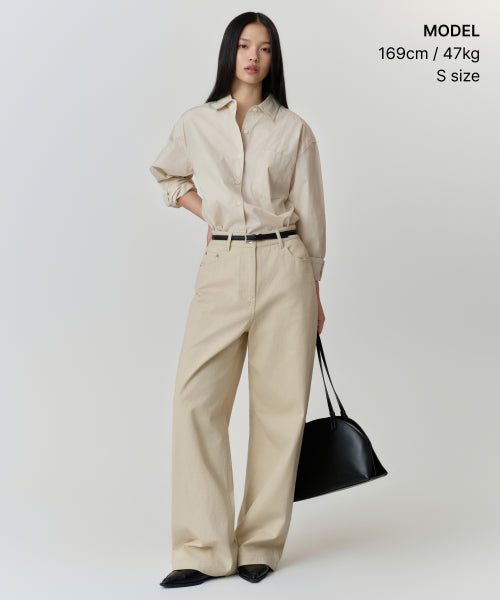 MUSINSA STANDARD WOMAN MUSINSA STANDARD WOMAN Women's Cotton Extra Wide Pants (Light Beige)