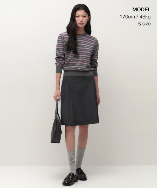 MUSINSA STANDARD WOMAN MUSINSA STANDARD WOMAN Women's Multi-Stripe Crew Neck Knit [Gray]
