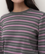 MUSINSA STANDARD WOMAN MUSINSA STANDARD WOMAN Women's Multi-Stripe Crew Neck Knit [Gray]