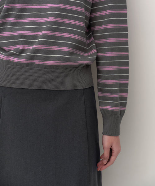 MUSINSA STANDARD WOMAN MUSINSA STANDARD WOMAN Women's Multi-Stripe Crew Neck Knit [Gray]