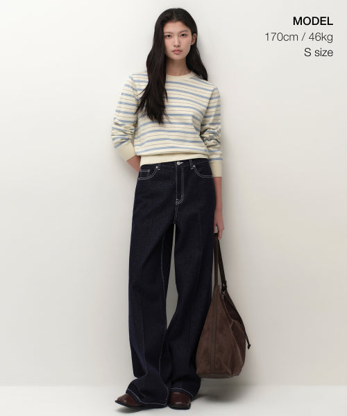 MUSINSA STANDARD WOMAN MUSINSA STANDARD WOMAN Women's Multi-Stripe Crew Neck Knit [Cream]