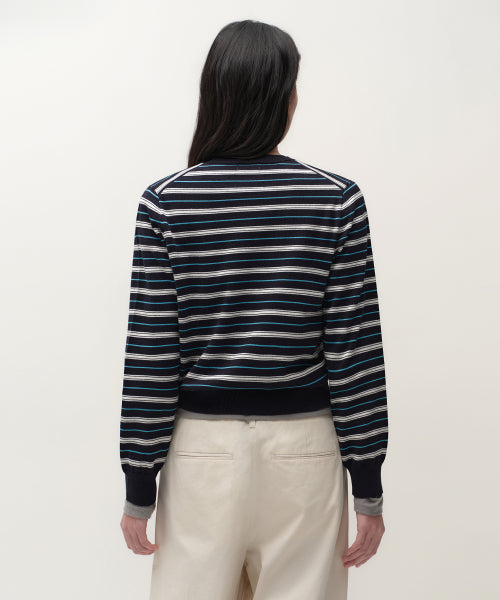 MUSINSA STANDARD WOMAN MUSINSA STANDARD WOMAN Women's Multi-Stripe Crew Neck Knit [Navy] Size M