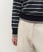 MUSINSA STANDARD WOMAN MUSINSA STANDARD WOMAN Women's Multi-Stripe Crew Neck Knit [Navy] Size M