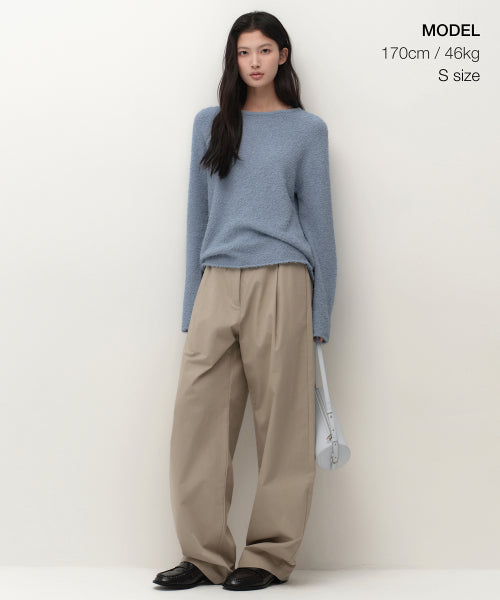 MUSINSA STANDARD WOMAN MUSINSA STANDARD WOMAN Women's Fluffy Boat Neck Knit [Sky Blue]