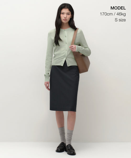 MUSINSA STANDARD WOMAN MUSINSA STANDARD WOMAN Cardigan Layered Round Neck [Pale Green]