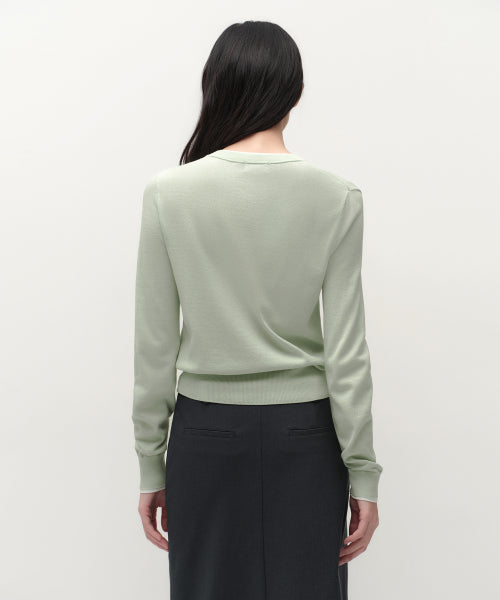 MUSINSA STANDARD WOMAN MUSINSA STANDARD WOMAN Cardigan Layered Round Neck [Pale Green]