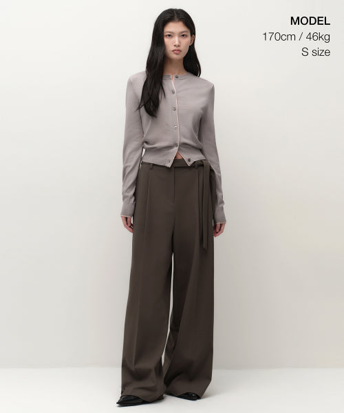 MUSINSA STANDARD WOMAN MUSINSA STANDARD WOMAN Cardigan Layered Round Neck [Light Gray]