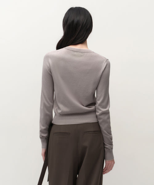 MUSINSA STANDARD WOMAN MUSINSA STANDARD WOMAN Cardigan Layered Round Neck [Light Gray]