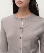 MUSINSA STANDARD WOMAN MUSINSA STANDARD WOMAN Cardigan Layered Round Neck [Light Gray]