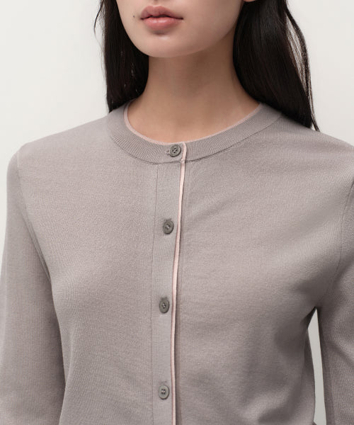 MUSINSA STANDARD WOMAN MUSINSA STANDARD WOMAN Cardigan Layered Round Neck [Light Gray]