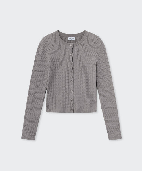 MUSINSA STANDARD WOMAN MUSINSA STANDARD WOMAN Women's Cable Round Neck Cardigan [Medium Gray]