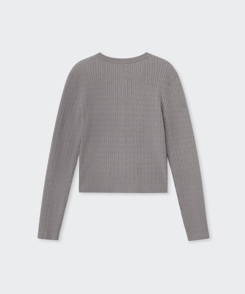 MUSINSA STANDARD WOMAN MUSINSA STANDARD WOMAN Women's Cable Round Neck Cardigan [Medium Gray]