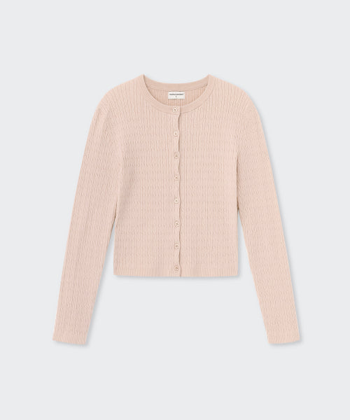 MUSINSA STANDARD WOMAN MUSINSA STANDARD WOMAN Women's Cable Round Neck Cardigan [Light Pink]