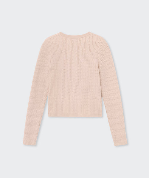 MUSINSA STANDARD WOMAN MUSINSA STANDARD WOMAN Women's Cable Round Neck Cardigan [Light Pink]
