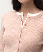 MUSINSA STANDARD WOMAN MUSINSA STANDARD WOMAN Women's Cable Round Neck Cardigan [Light Pink]