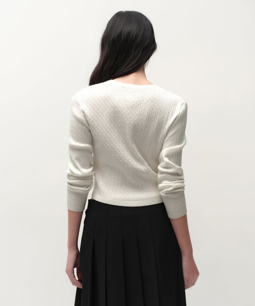 MUSINSA STANDARD WOMAN MUSINSA STANDARD WOMAN Women's Cable Round Neck Cardigan [Ivory]