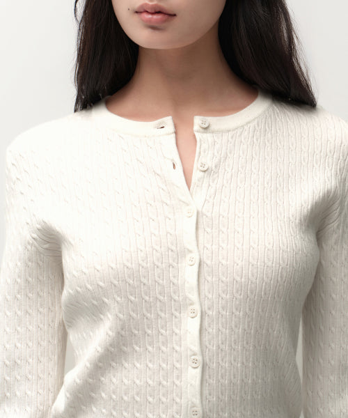 MUSINSA STANDARD WOMAN MUSINSA STANDARD WOMAN Women's Cable Round Neck Cardigan [Ivory]