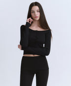 MUSINSA STANDARD WOMAN MUSINSA STANDARD WOMAN Cardigan slim off-shoulder black
