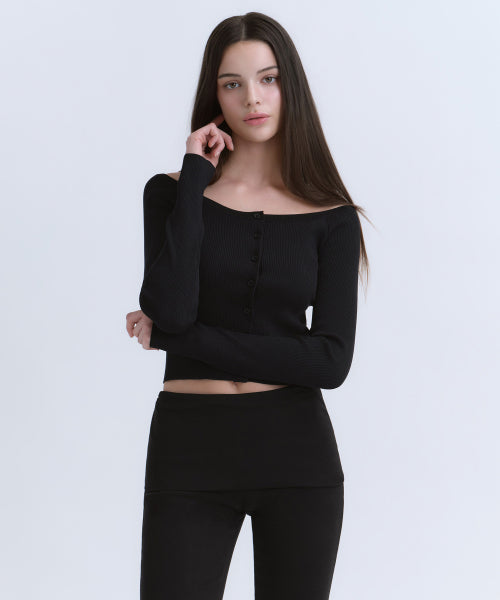MUSINSA STANDARD WOMAN MUSINSA STANDARD WOMAN Cardigan slim off-shoulder black