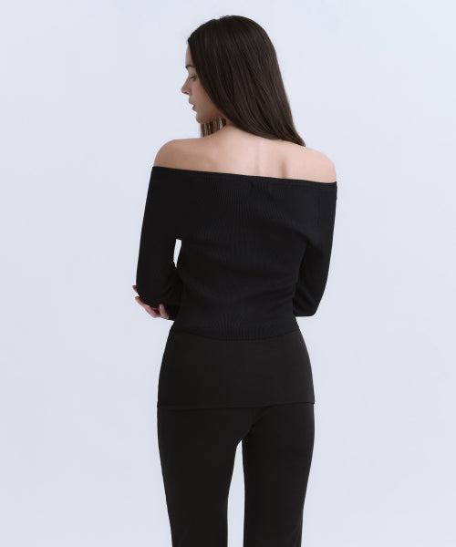 MUSINSA STANDARD WOMAN MUSINSA STANDARD WOMAN Cardigan slim off-shoulder black