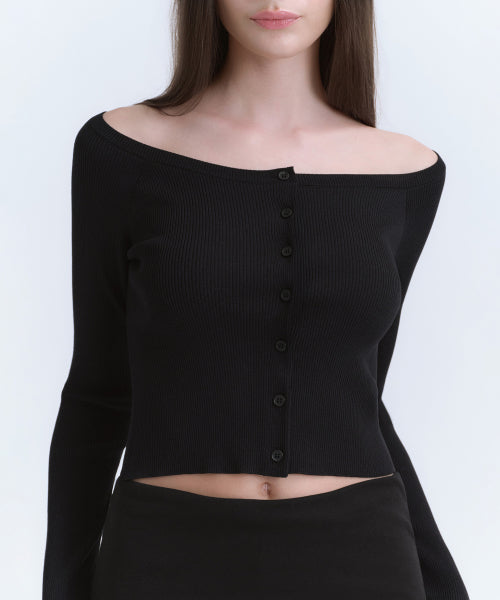 MUSINSA STANDARD WOMAN MUSINSA STANDARD WOMAN Cardigan slim off-shoulder black